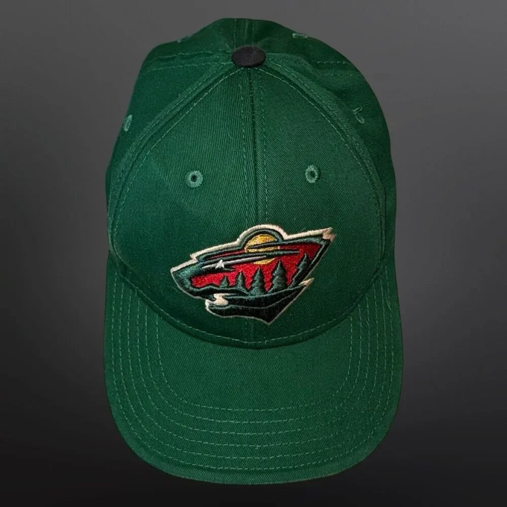 NHL Brand Youth Mn Wild Embroirdered Logo Adjustable Hat Cap Green